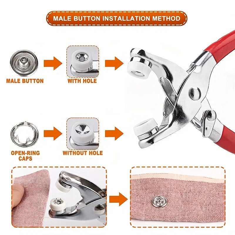 Metal snap Buttons with Fastener Pliers Tool kit