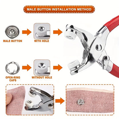 Metal snap Buttons with Fastener Pliers Tool kit