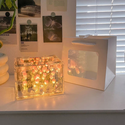 Diy Flower Sea Rubik's Cube Tulip Night Lamp