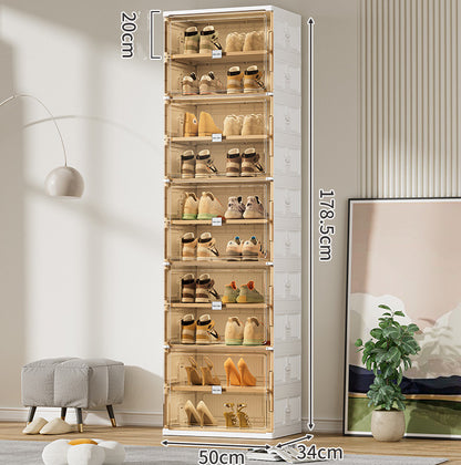 Shoe Cabinet Storage Foldable Free Installation Transparent