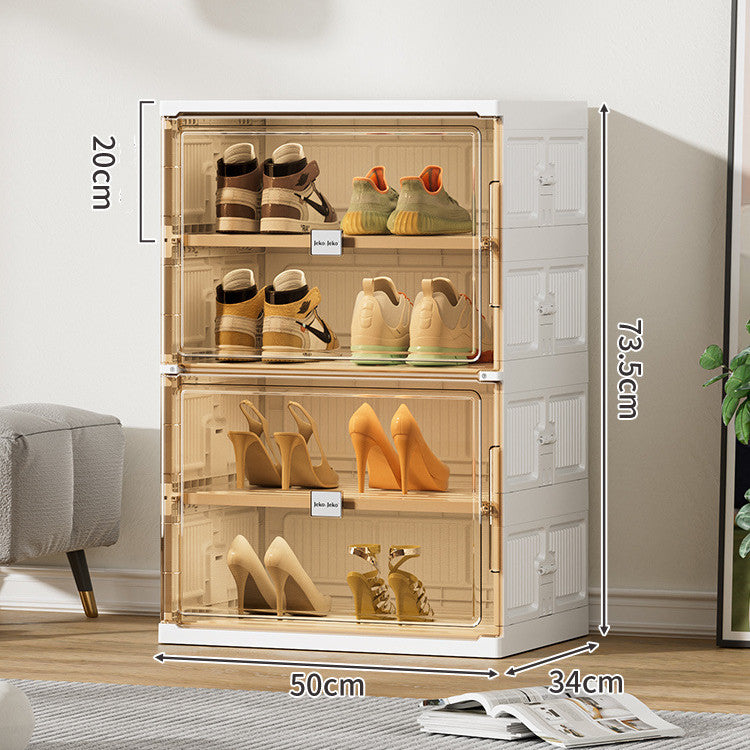 Shoe Cabinet Storage Foldable Free Installation Transparent